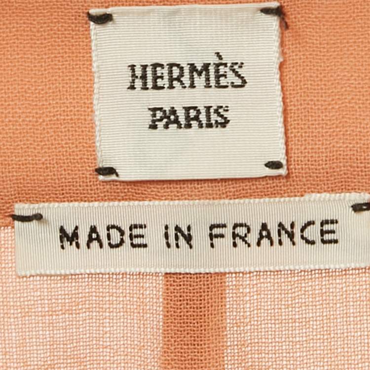 Pre Owned Hermes Peach/Light Orange Wool Shirt Dress M