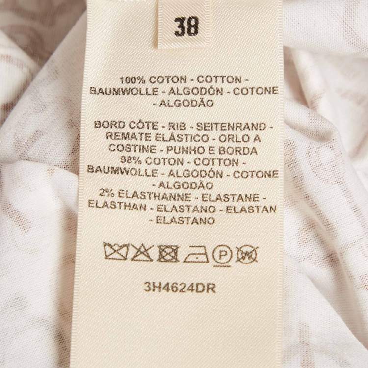 Pre Owned Hermes  White Do Re Boucles Printed Cotton T-Shirt M