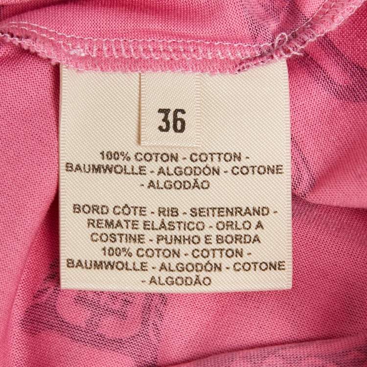 Pre Owned Hermes Pink Printed Cotton Crewneck T-Shirt S