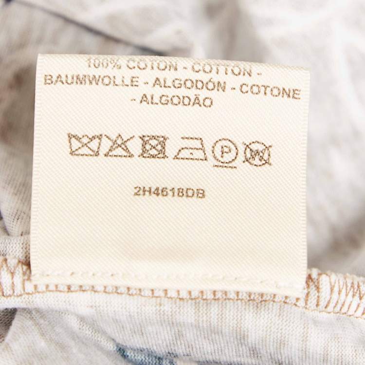 Pre Owned Hermes Brown Printed Cotton Crewneck T-Shirt M