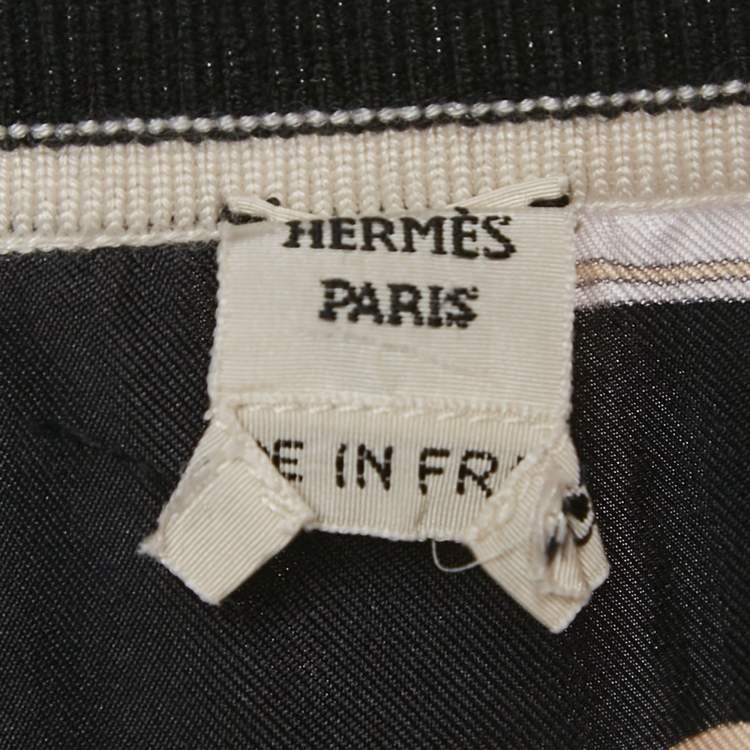 مملوكة مسبقًا Hermes Black Printed Cashmere and Silk Crewneck T-Shirt M