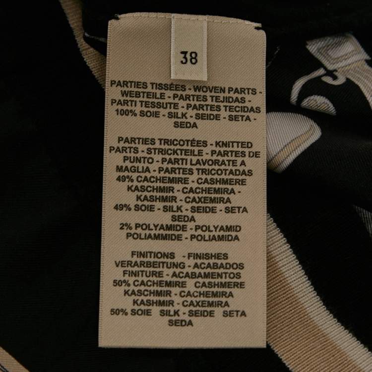 مملوكة مسبقًا Hermes Black Printed Cashmere and Silk Crewneck T-Shirt M