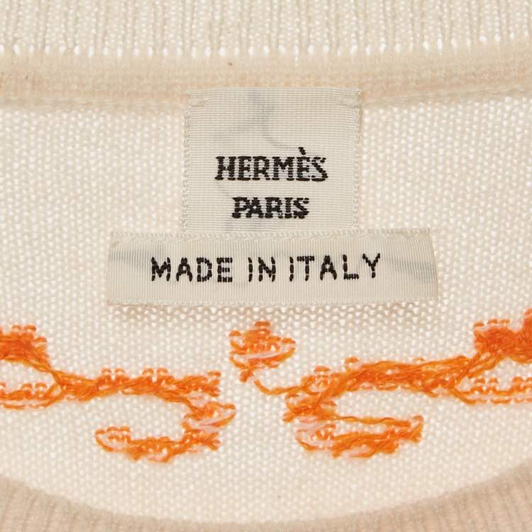 Pre Owned Hermes Orange Cashmere Brides de Gala Sweater M