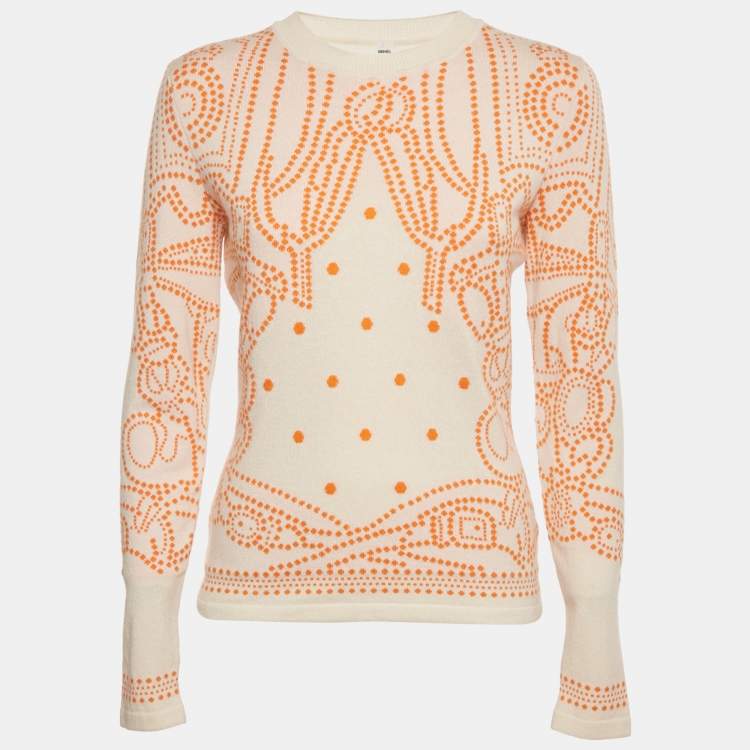 Pre Owned Hermes Orange Cashmere Brides de Gala Sweater M