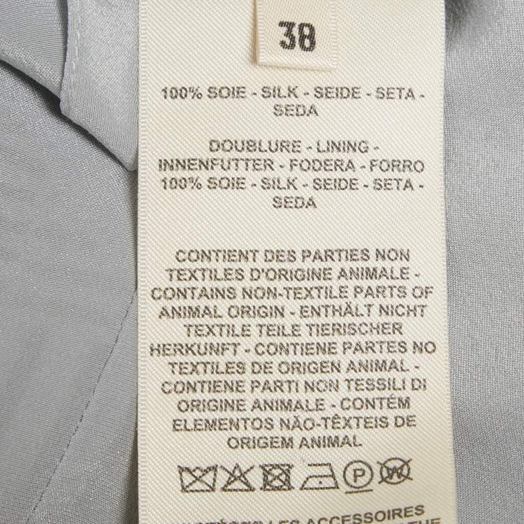 Pre Owned Hermes Grey Printed Silk Midi Kaftan Dress M