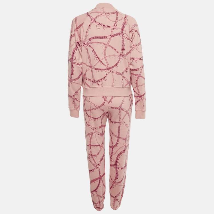 Pre Owned Hermes Pink Cotton Knit Tresor de Medor Jacket and Sweatpants Set M