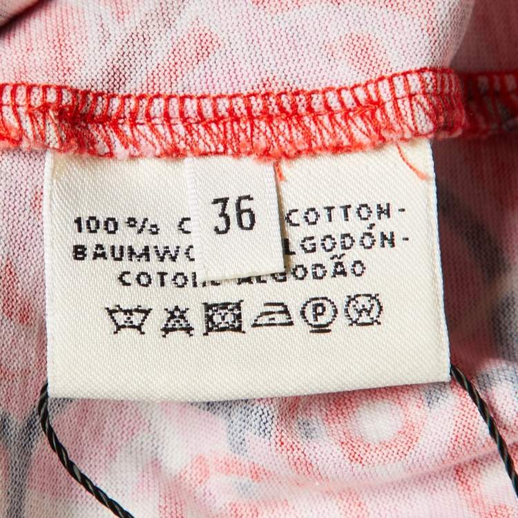 Pre Owned Hermès Red/Pink Eperon d'Or Cotton Crew Neck T-Shirt S