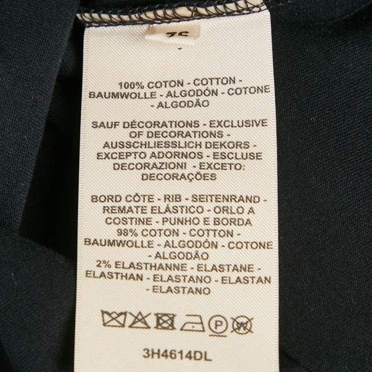 Pre Owned Hermes Black H Embroidered Pocket Jersey T-Shirt S
