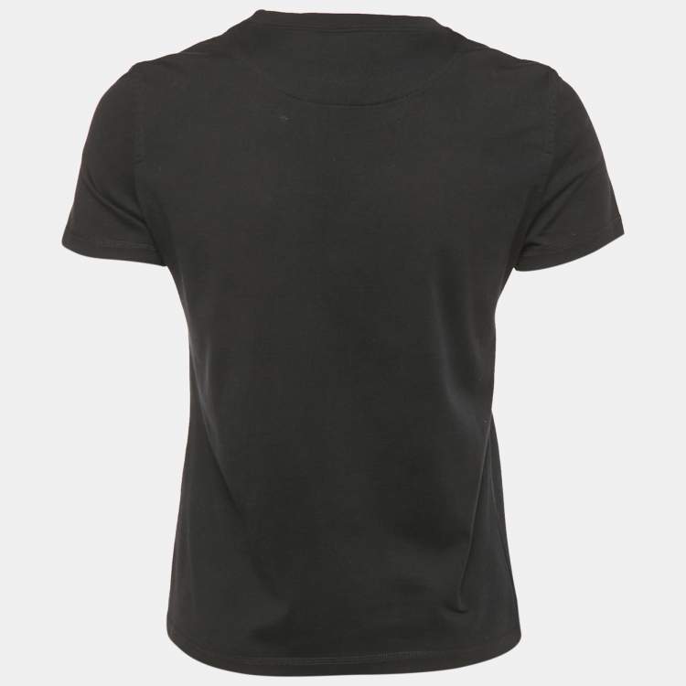 Pre Owned Hermes Black H Embroidered Pocket Jersey T-Shirt S