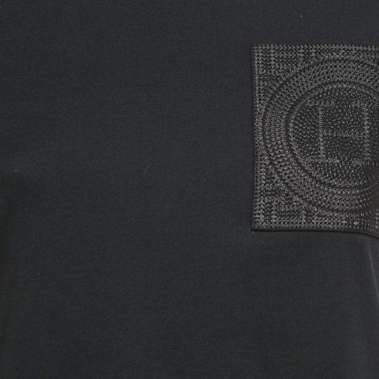 Pre Owned Hermes Black H Embroidered Pocket Jersey T-Shirt S