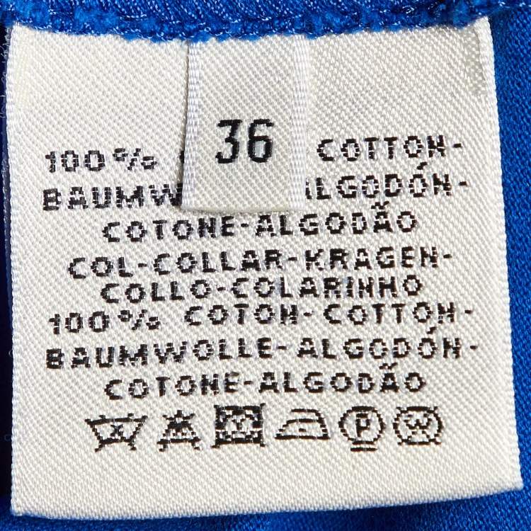 Pre Owned Hermes Blue Cotton Appliqued Crew Neck T-Shirt S 