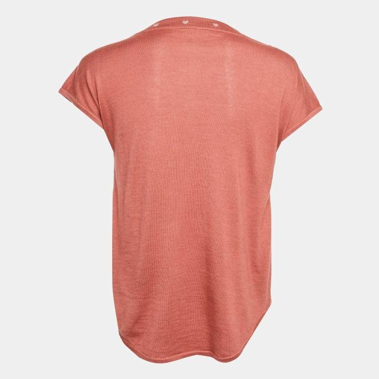 Pre Owned Hermès Pink Printed Silk and Knit Brides de Gala T-Shirt S