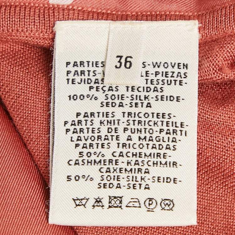 Pre Owned Hermès Pink Printed Silk and Knit Brides de Gala T-Shirt S
