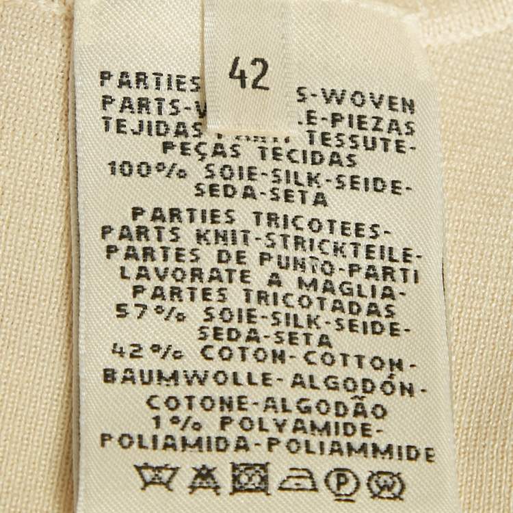 Pre Owned Hermes Cream Printed Silk & Cotton Knit Twillaine Sweater L