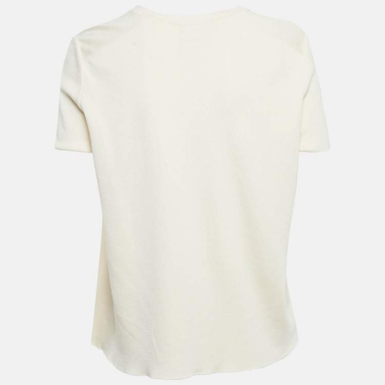 Pre Owned Hermes Cream Printed Silk & Cotton Knit Twillaine Sweater L