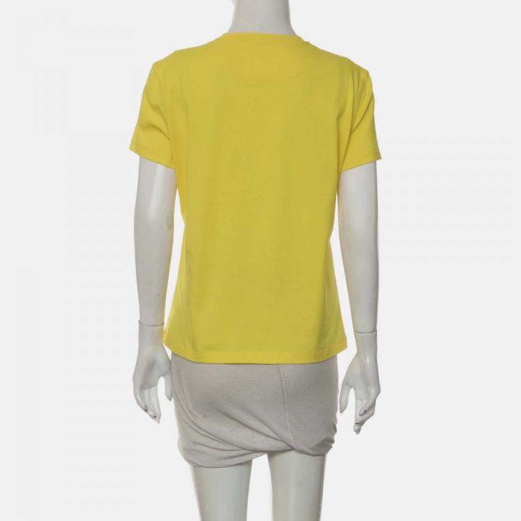 Pre Owned Hermes H Pocket Yellow Cotton Polyester T-Shirt