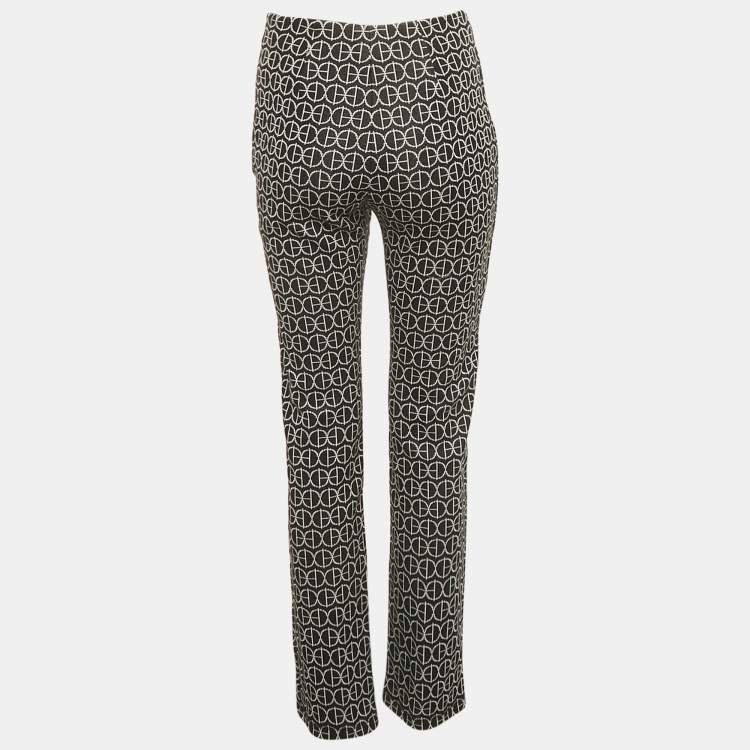 Pre Owned Hermes Black Logo Jacquard Knit Trousers S