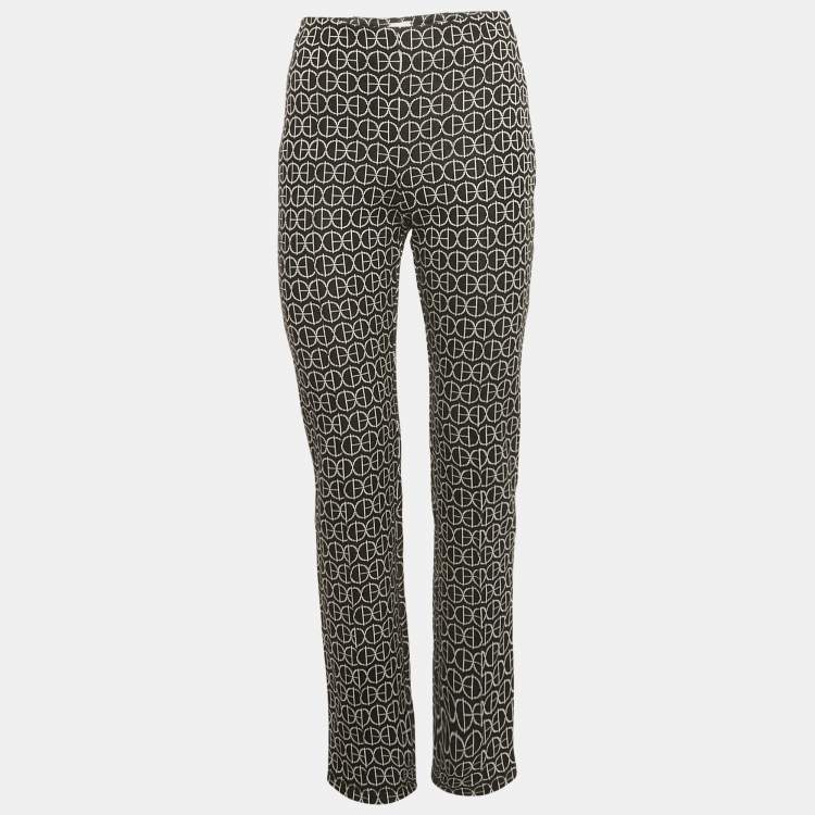 Pre Owned Hermes Black Logo Jacquard Knit Trousers S