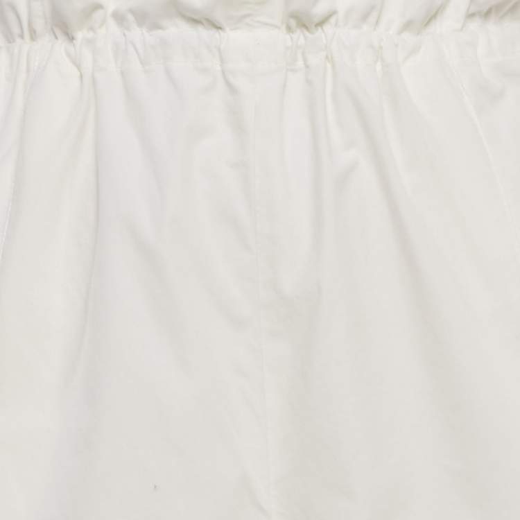 Pre Owned Hermes White Cotton Wide Leg Trousers M