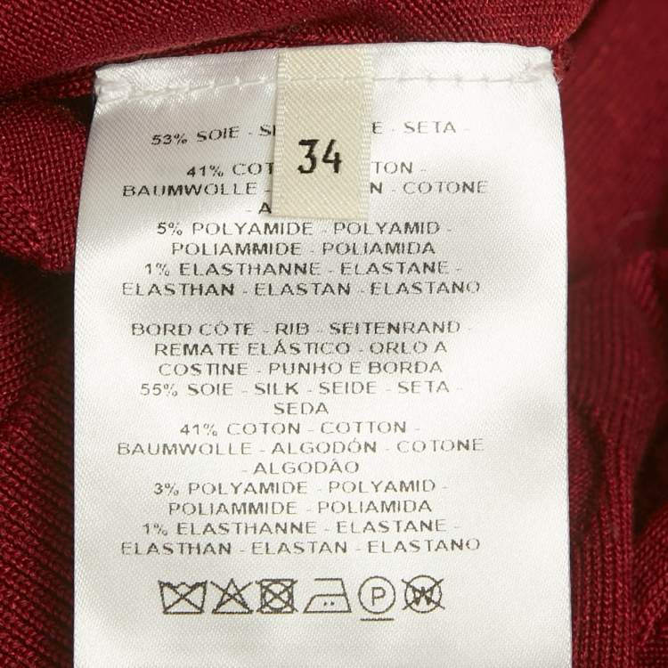 Pre Owned Hermes Red Patterned Knit Sleeveless Cardigan S