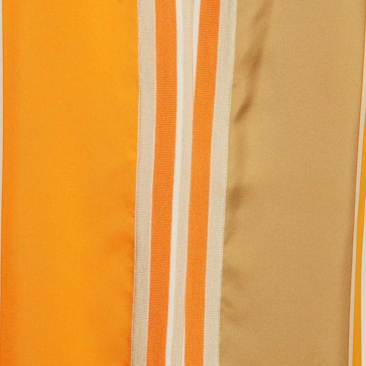 Pre Owned Hermes Beige Printed Silk and Wool Cardigan M