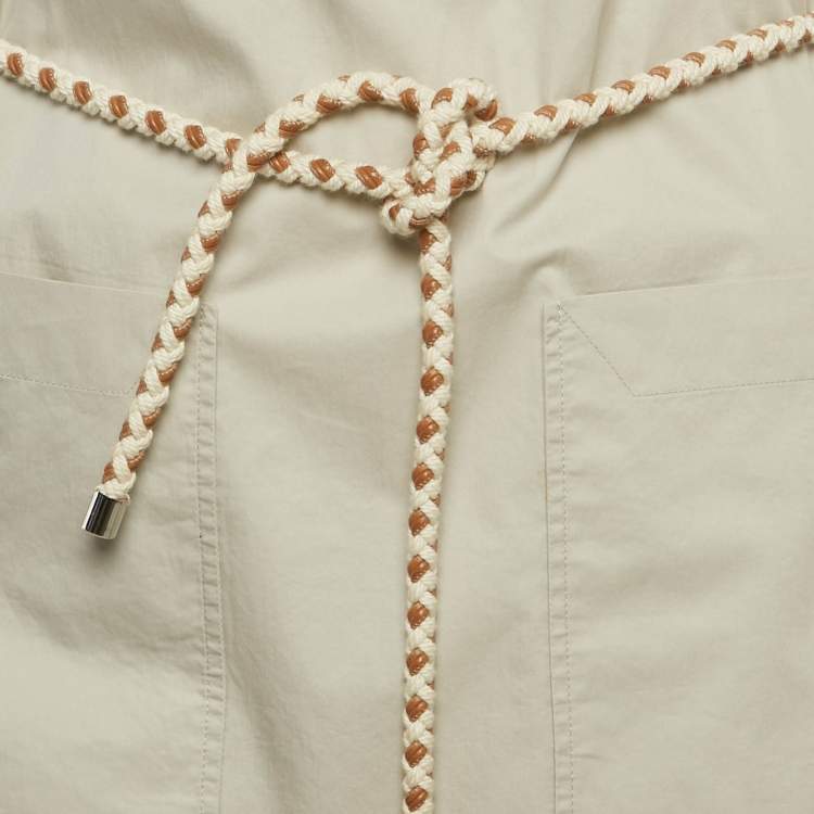 Pre Owned Hermes Grey Cotton Belted Shirt Dress S