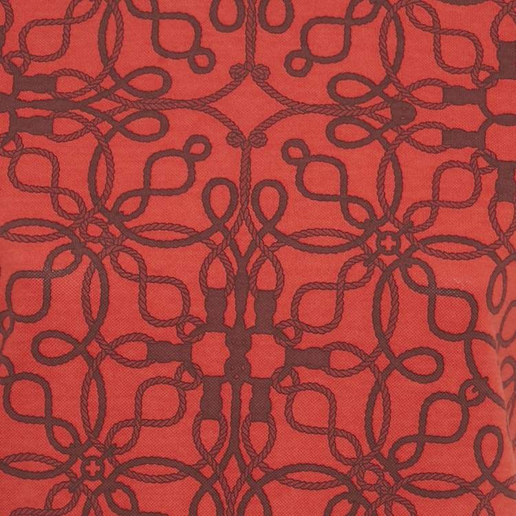 Pre Owned Hermes Red Micro Cordelieres Cotton T-Shirt Dress M