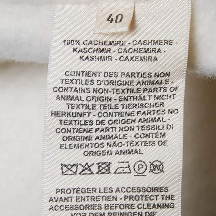 Pre Owned Hermes White Cashmere Wrap Over Mid Length Coat M