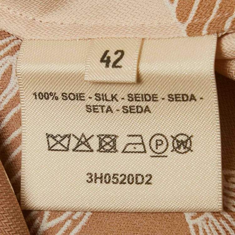 Pre Owned Hermès Blush Pink Printed Silk Oversized Maxi Dress L