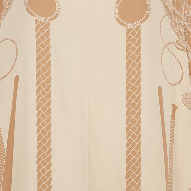 Pre Owned Hermès Blush Pink Printed Silk Oversized Maxi Dress L