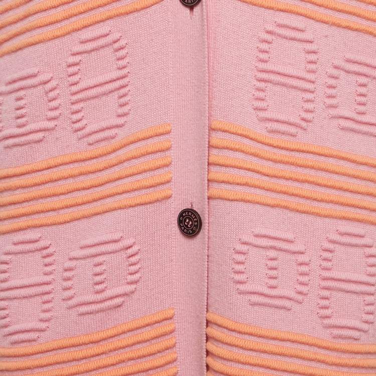 مملوكة مسبقًا Hermes Pink & Orange Cashmere Knit Long Cardigan L
