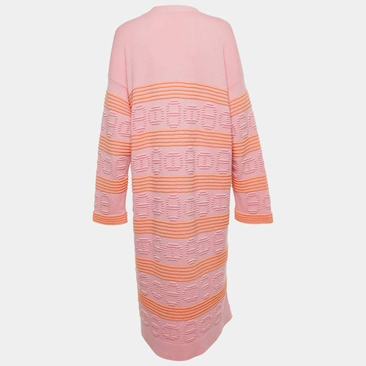 مملوكة مسبقًا Hermes Pink & Orange Cashmere Knit Long Cardigan L