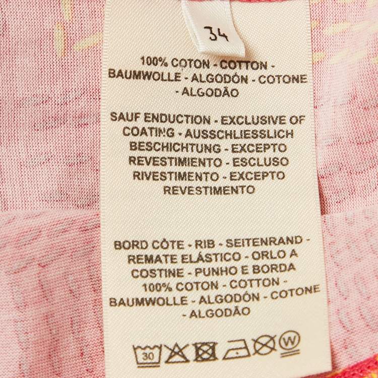 Pre Owned Hermès Pink Printed Cotton Eperon d'Or Sellier T-Shirt S