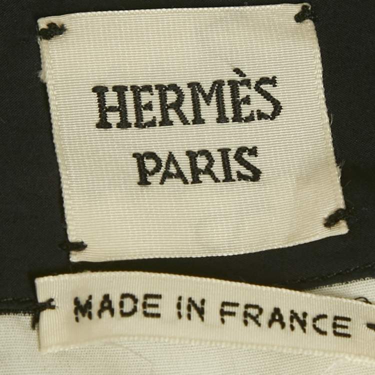 Pre Owned Hermes White/Yellow Leopard Print Cotton Halter Neck Scarf Top M