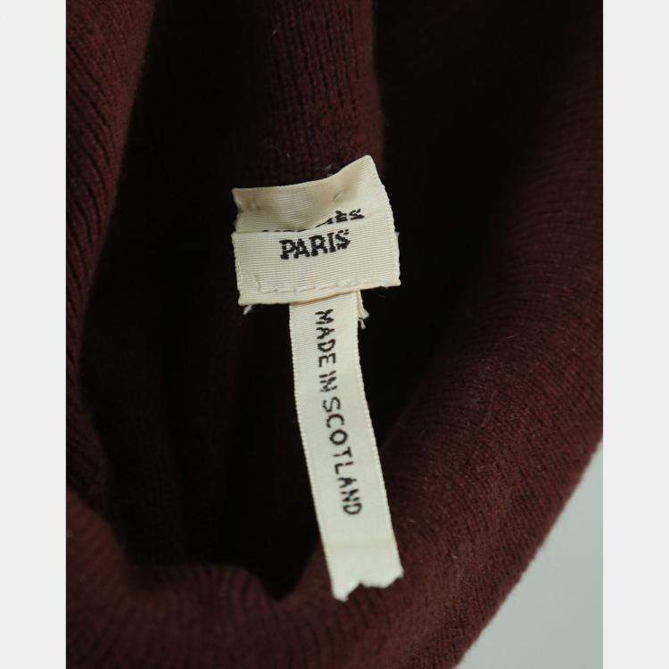 Pre Owned Hermes Lock Buckle Zip Brown Cardigan M