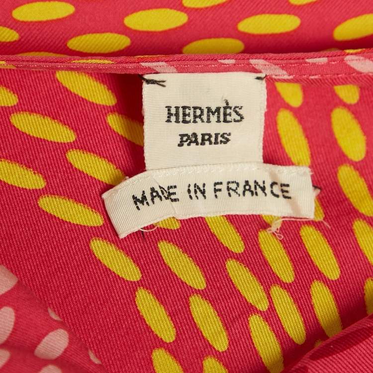 Pre Owned Hermes Pink Printed Silk Maxi Dress S 