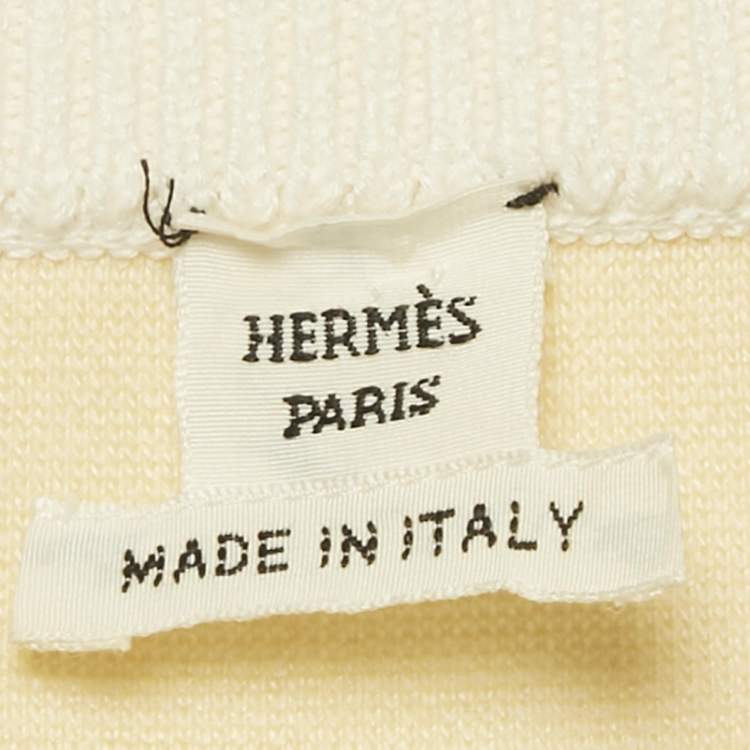 Pre Owned Hermès Cream Grand Tralala Jersey Bomber Jacket M