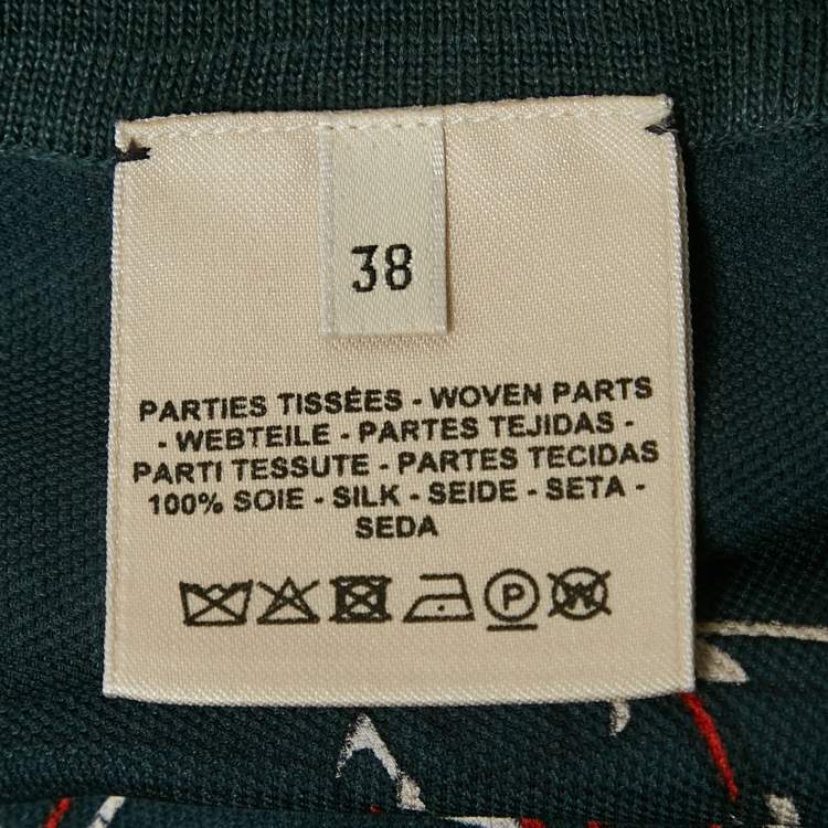 Pre Owned Hermes Grey/Red Knit Printed Knit Belted Cardigan M