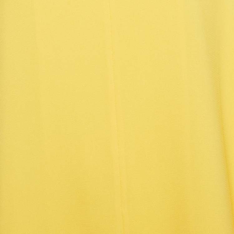 Pre Owned Hermes Yellow Crepe Maxi Dress XL