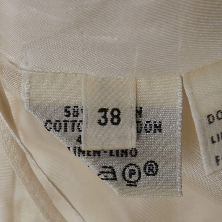 Pre Owned Hermes Cream Gabardine Trousers M