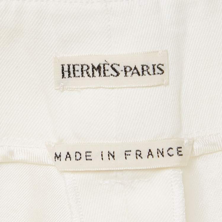 Pre Owned Hermes Cream Gabardine Trousers M