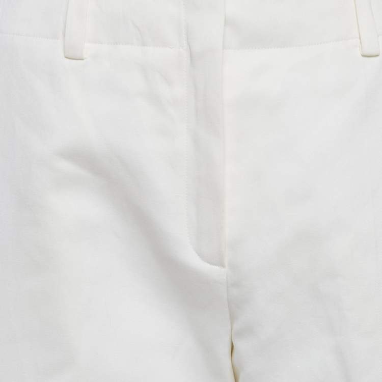 Pre Owned Hermes Cream Gabardine Trousers M