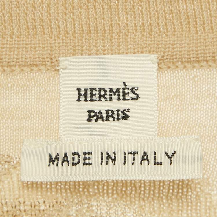 Pre Owned Hermes Beige Wool & Silk Knit Effet Kaleidoscope Sweater M 