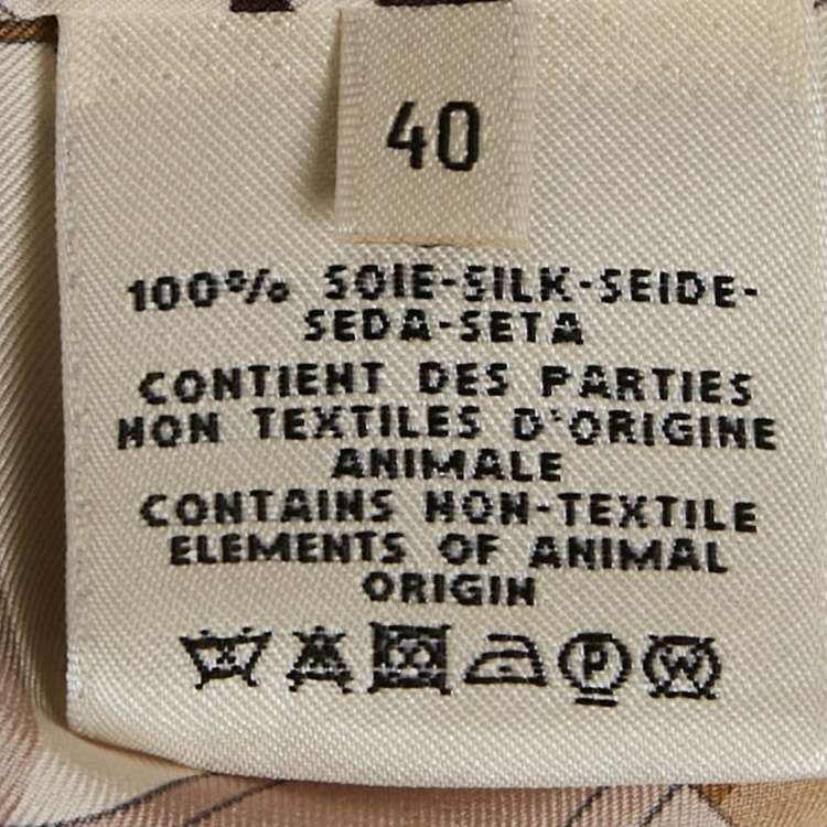 Pre Owned Hermes Beige Buckle Printed Silk Button Front Shirt M