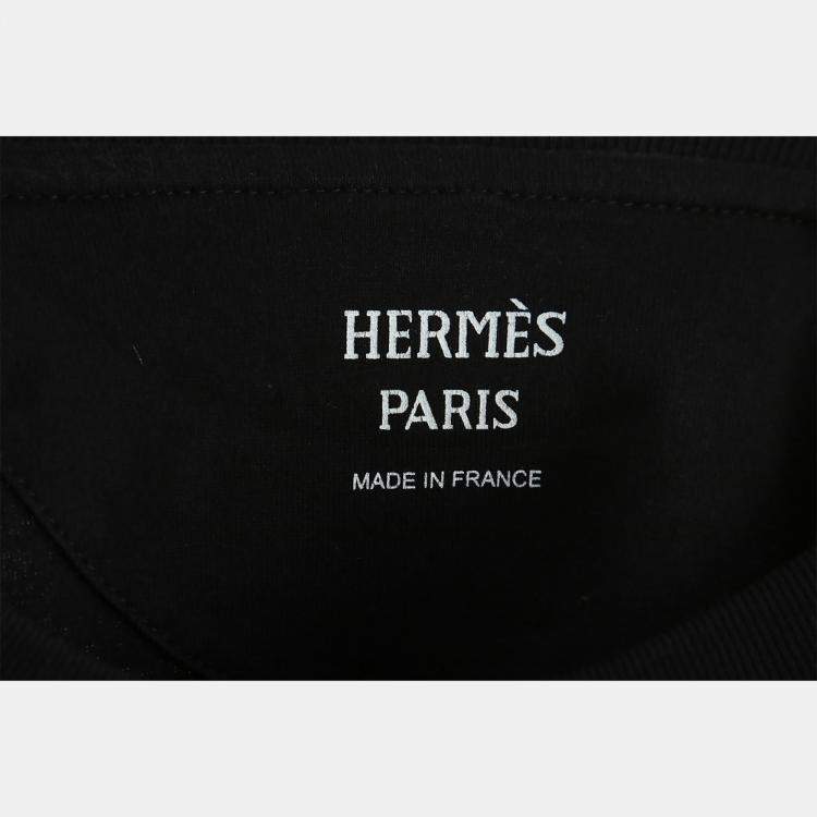 Pre Owned Hermes Black Cotton Printed Cropped Top
