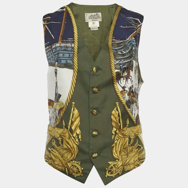 Pre Owned Hermès Multicolor Printed Silk Sleeveless Vest 3XL