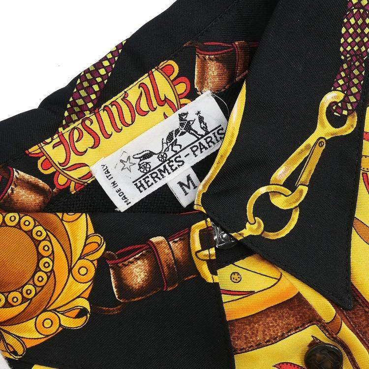 Pre Owned Hermes Short Sleeve Polo Shirt Top Black M