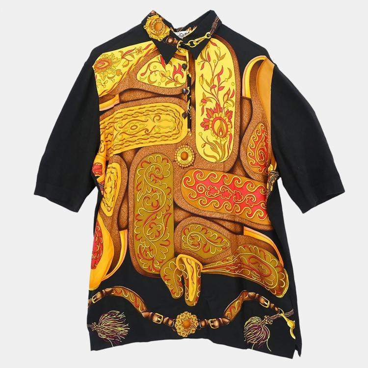 Pre Owned Hermes Short Sleeve Polo Shirt Top Black M