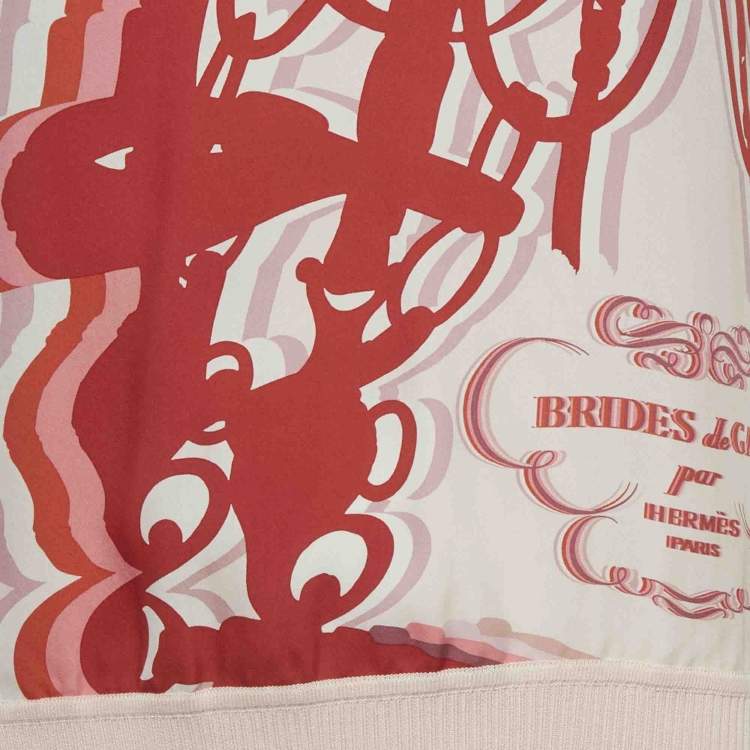 Pre Owned Hermes Pink Silk and Knit Birds de Gala par Top M