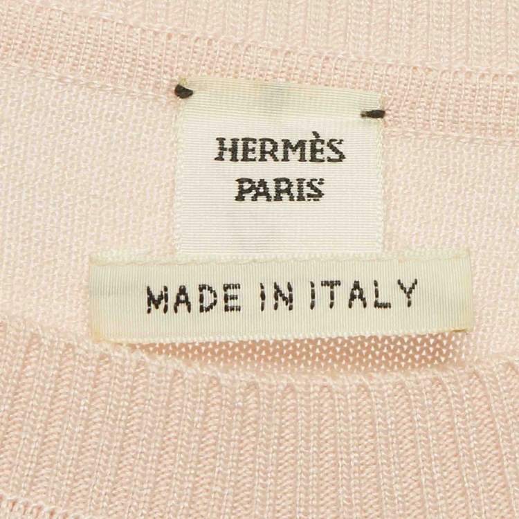Pre Owned Hermes Pink Silk and Knit Birds de Gala par Top M